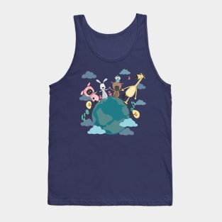 group animals holding hands on earth Tank Top